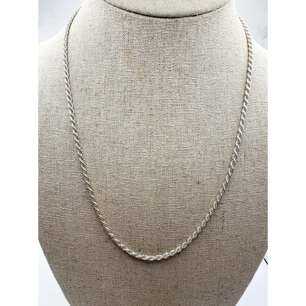 SU 925 Sterling Silver Twisted Rope Chain Necklace20” 2.4mm